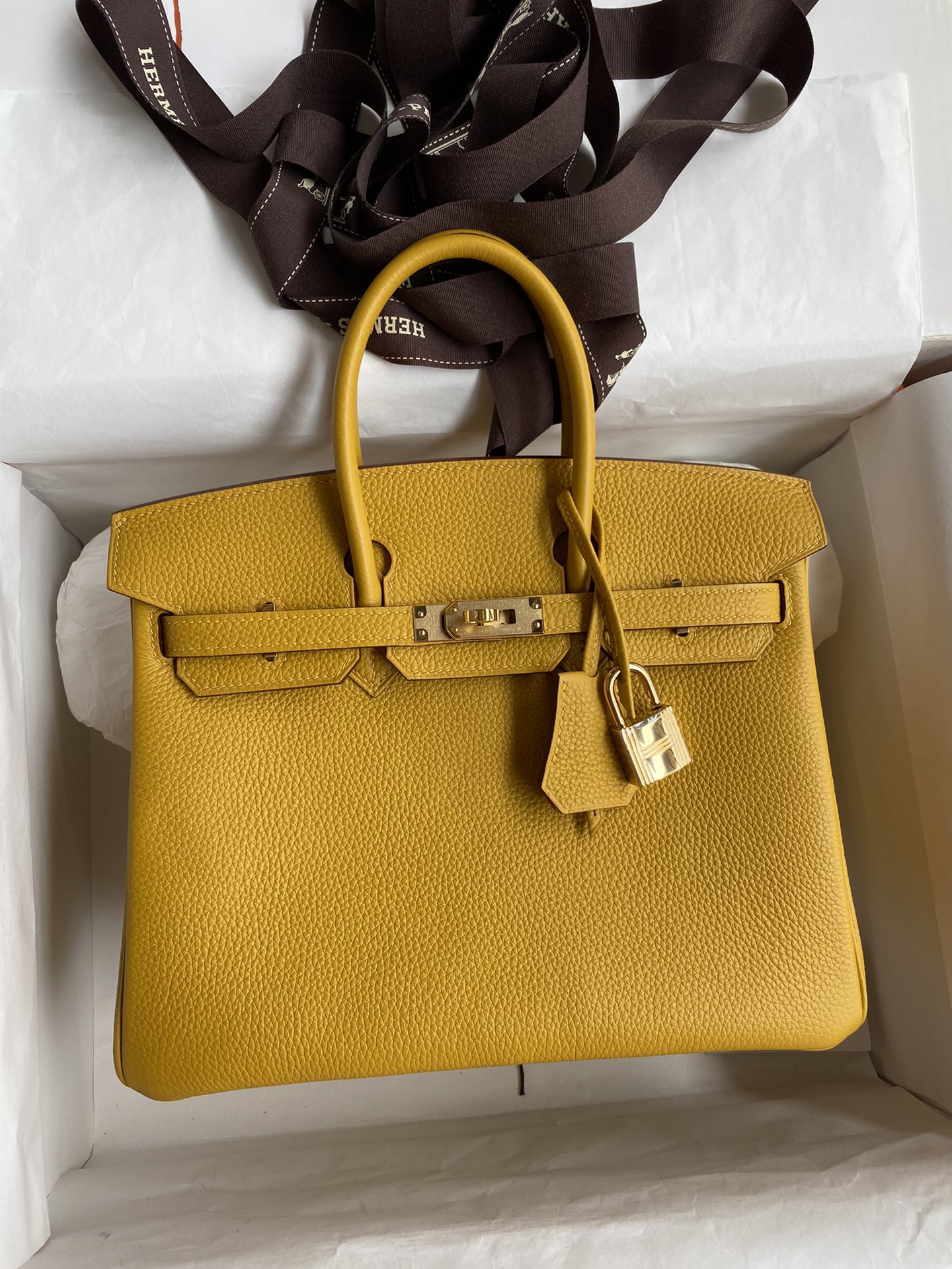 Hermes Birkin 25CM Togo Leather Handbag Craie